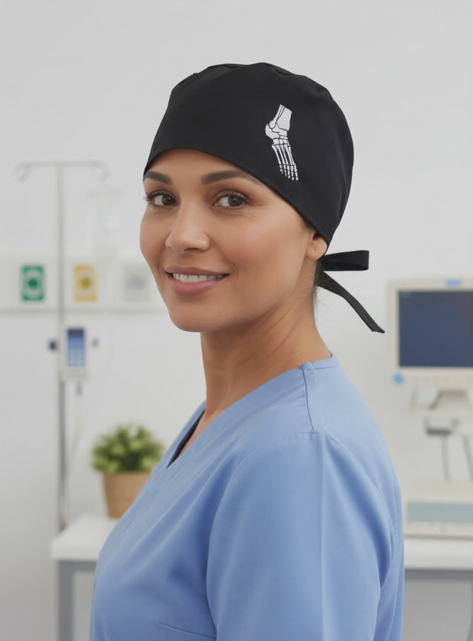 Embroidery - Skeleton Foot - Scrub Cap