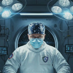 Astronauts Spaceman scrub cap pattern macro shot