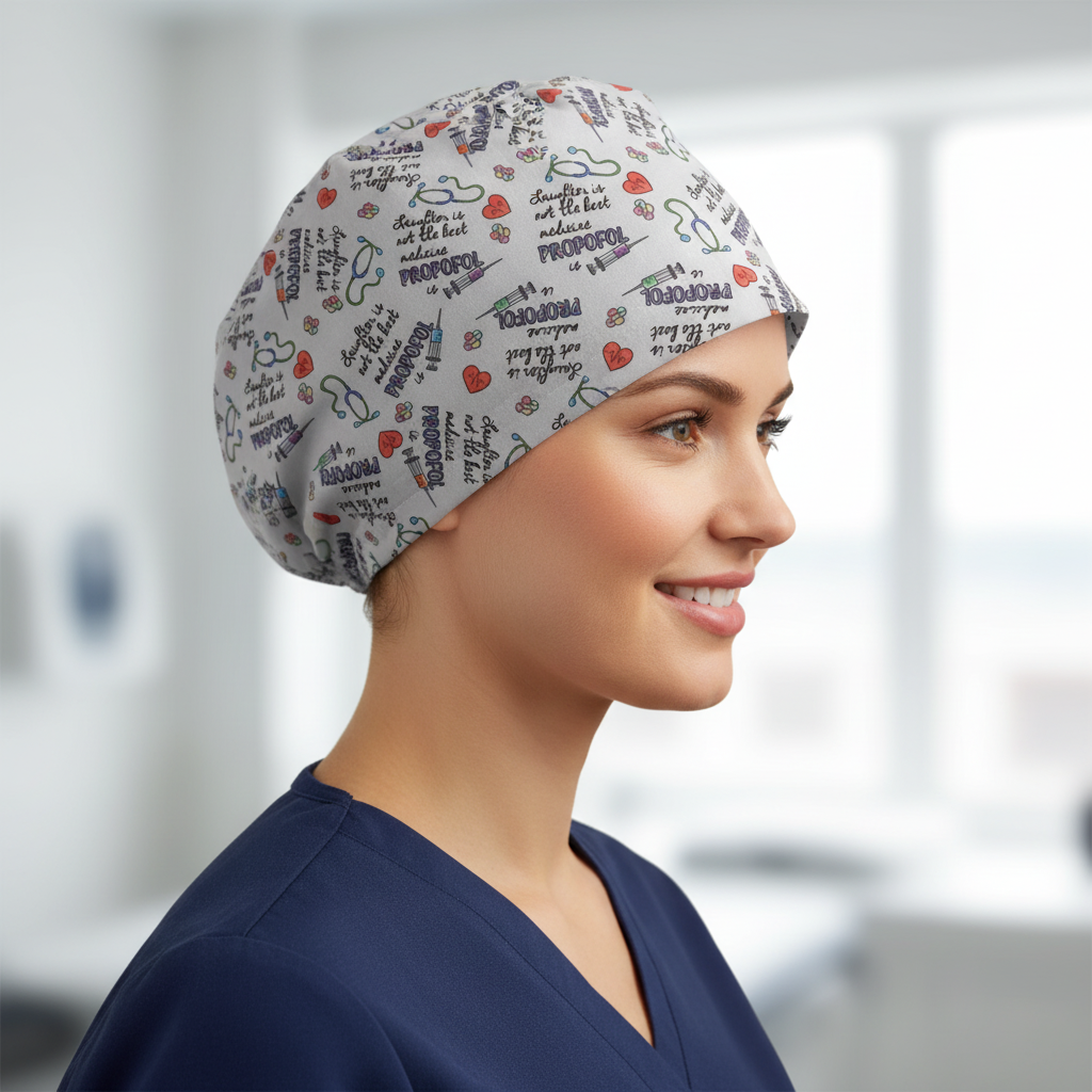 Laughter Is Not The Best Medicine Anaesthesia Is Humour scrub cap shown on female model