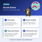 How pre-order works for the Scrub Game scrub cap: order today, made in Sheffield, ships early October 2026
