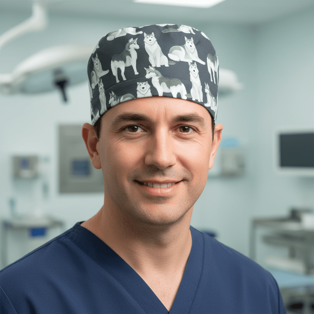 Gorro quirúrgico para perros husky siberiano