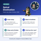 How pre-order works for the Spinal Destination scrub cap: order today, made in Sheffield, ships early October 2026