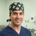 Black Baby Yoda patterned scrub cap with tie-back closure for medical professionals