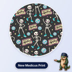 Stayin' Aligned scrub cap print: dancing skeletons in trainers with disco balls on charcoal