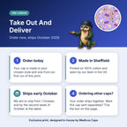How pre-order works for the Take Out And Deliver scrub cap: order today, made in Sheffield, ships early October 2026
