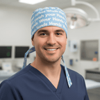 Wash Your Hands scrub cap shown on model