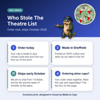 How pre-order works for the Who Stole The Theatre List scrub cap: order today, made in Sheffield, ships early October 2026