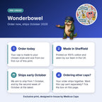 How pre-order works for the Wonderbowel scrub cap: order today, made in Sheffield, ships early October 2026