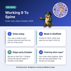 How pre-order works for the Working 9 To Spine scrub cap: order today, made in Sheffield, ships early October 2026