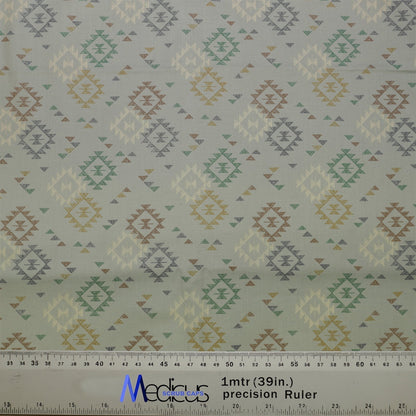 Boheme Boho Geometric Shapes Theatre Scrub Cap from Medicus Scrub Caps, featuring a stylish geometric pattern in earthy tones.