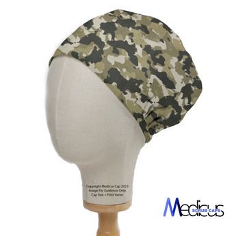 Military Camouflage Desert Olive Green Scrub Cap from Medicus Scrub Caps