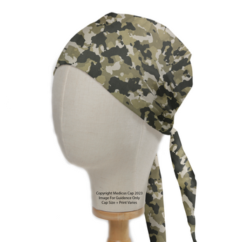 Military Camouflage Desert Olive Green Scrub Cap from Medicus Scrub Caps