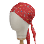 Christmas Dog Jumper Day Red scrub cap with tie-back closure