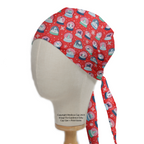Christmas Snow Globes Red scrub cap with tie-back closure