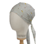 Disney Frozen Olaf Skating Music Grey scrub cap pattern detail on mannequin
