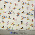 Disney Mickey Character Mashup Pluto Daffy Spread Ivory Grey Stars fabric pattern detail close-up