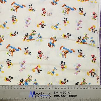 Disney Mickey Character Mashup Pluto Daffy Spread Ivory Grey Stars from Medicus Scrub Caps