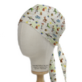 Side view of a mannequin wearing a Medicus Scrub Cap in Disney Pixar Toy Story 3 On Mashup Green design, featuring beloved characters. Ties at the back.