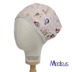 Disney Princesses Mashup Pink scrub cap in Elastic Backed no-tie style