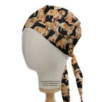 Golden Retriever scrub cap fabric pattern close-up