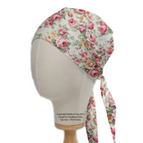 Floral Large Roses Vintage Ivory Scrub Cap from Medicus Scrub Caps