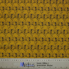 Flowers On Mustard fabric pattern detail close-up