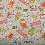 Cat dressed as Food fabric pattern detail close-up