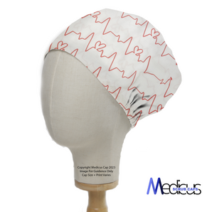 EKG Heart Monitor #1 White Scrub Cap from Medicus Scrub Caps