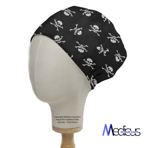 Pirate Skulls Classic Black + White Scrub Cap from Medicus Scrub Caps