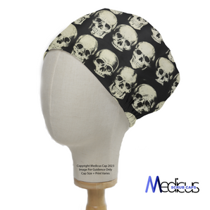 Skulls On Dark Grey Scrub Cap from Medicus Scrub Caps