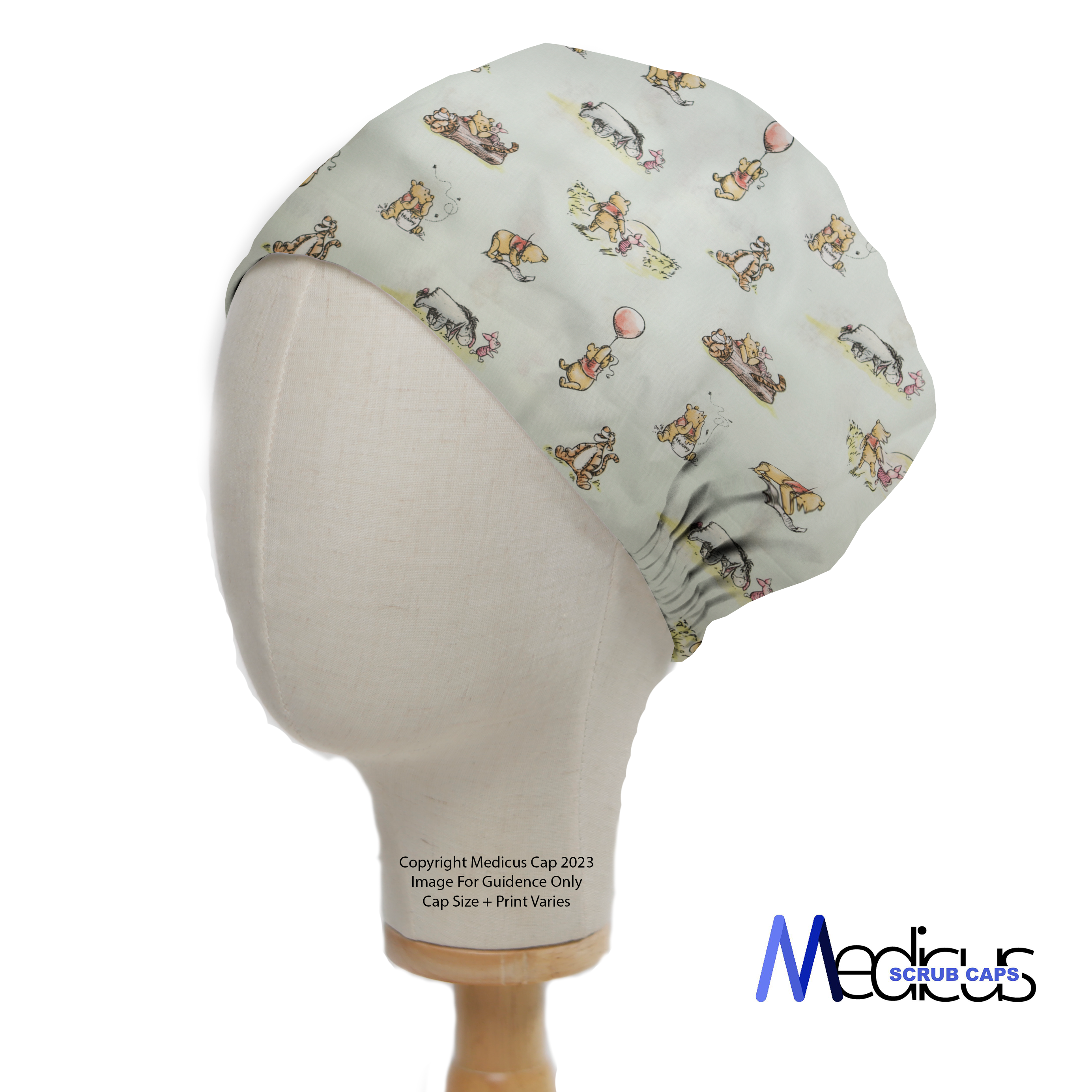 Winnie The Pooh #2 Green Scrub Cap - Scrub Cap from Medicus Scrub Caps - Shop now at Medicus Scrub Caps - all, Animals, Bears, new-arrivals, Patterned Scrub Caps, scrub cap, Winnie The Pooh