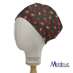 Black Widow Red Kawaii Superhero scrub cap shown on mannequin head