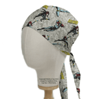 Black Widow Superhero scrub cap shown on mannequin head