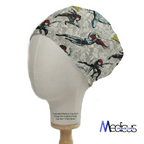 Black Widow Superhero scrub cap shown on mannequin head