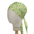 Cactus on Yellow scrub cap shown on mannequin head