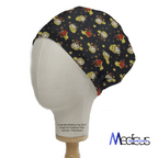 Captain Marvel Kawaii scrub cap shown on mannequin head
