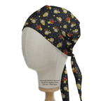 Captain Marvel Kawaii scrub cap shown on mannequin head