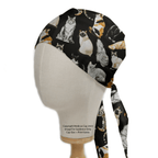 Cats Stare From Far scrub cap shown on mannequin head