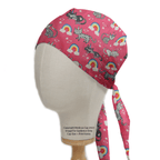 Cats Unicorn Rainbow Pink scrub cap shown on mannequin head
