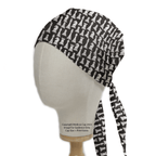 Chess Pieces Classic Black + White scrub cap pattern detail on mannequin
