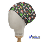 Christmas Dental Santa scrub cap shown on mannequin head