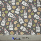 Christmas Milk + Cookies Grey scrub cap fabric texture close-up