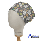 Christmas Milk + Cookies Grey scrub cap shown on mannequin head