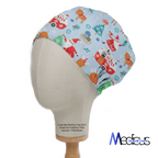 Christmas Reindeer Santa scrub cap shown on mannequin head