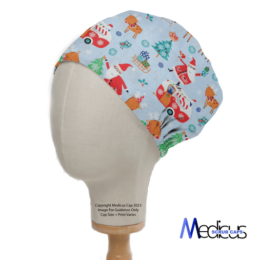 Christmas Reindeer Santa Scrub Cap from Medicus Scrub Caps