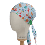 Christmas Reindeer Santa scrub cap shown on mannequin head