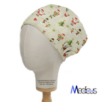 Christmas Santa Wrapping paper scrub cap shown on mannequin head