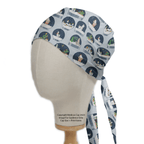 Christmas Snow Globes Blue scrub cap pattern detail on mannequin