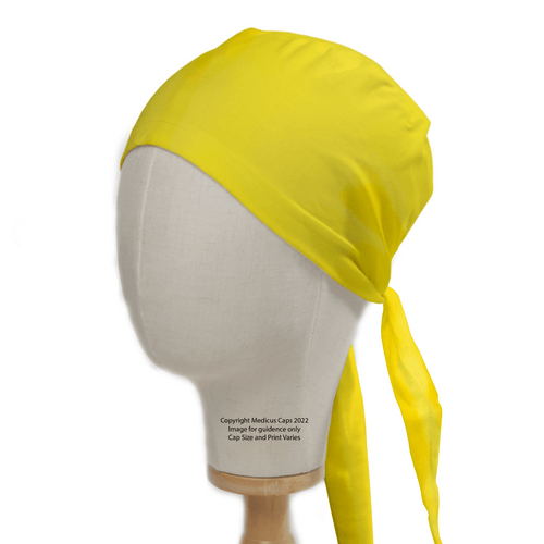 Classic Plain Corn Yellow Scrub Cap | Theatre Hat scrub cap pattern detail on mannequin