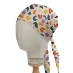 Colourful Organs Hearts Kidneys scrub cap shown on mannequin head